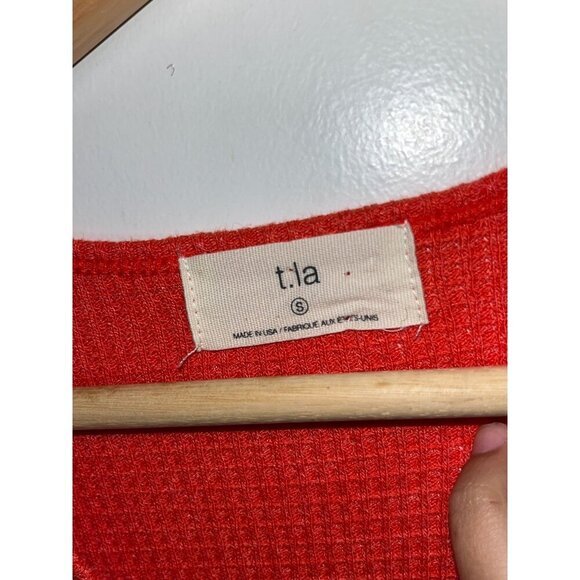 T.La Anthropologie Ribbed Tangerine V-Neck Tunic Top Size S Small Womens - Picture 4 of 9